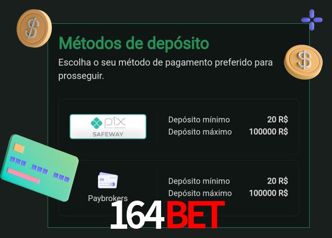 O cassino 164Bet oferece uma grande variedade de métodos de pagamento